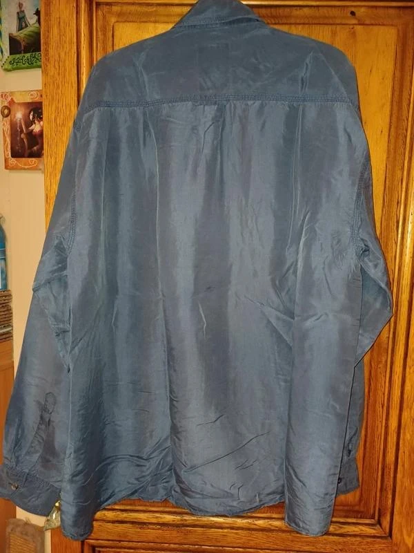 Camisa azul de seda da marca Umberto Rosetti tamanho Xl – photo 7